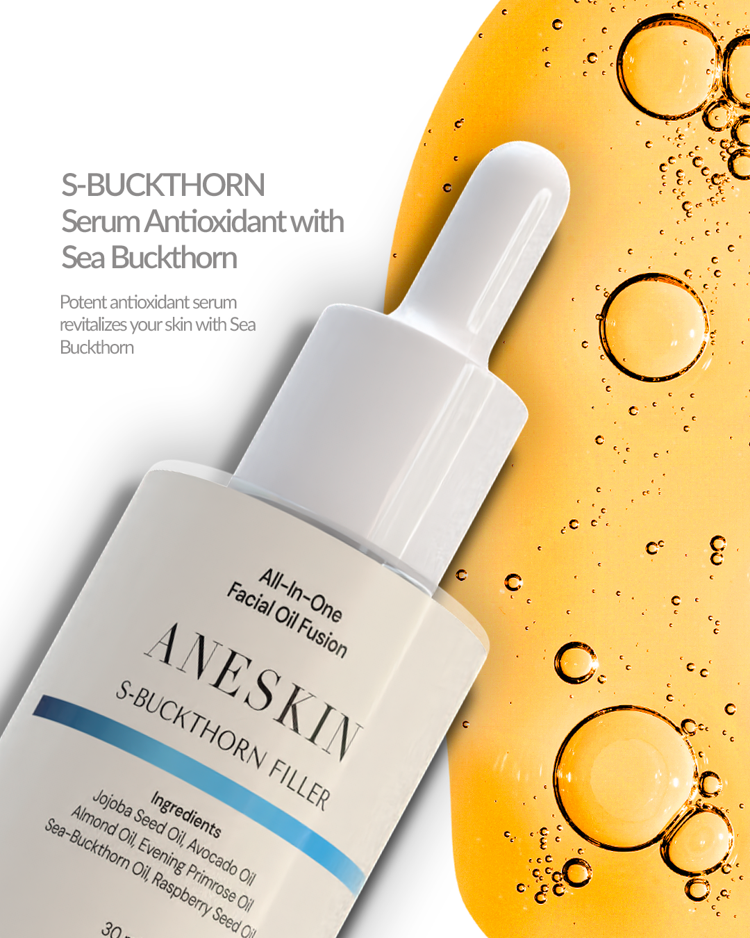 Dull Skin Complete Routine bundle by Aneskin - S-BUCKTHORN FILLER Facial Oil
