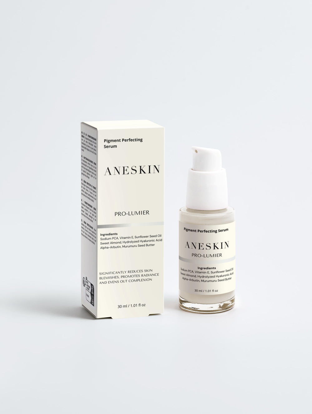 PRO-LUMIER - Pigment Perfecting Serum by Aneskin - packaging and product detail, view 2