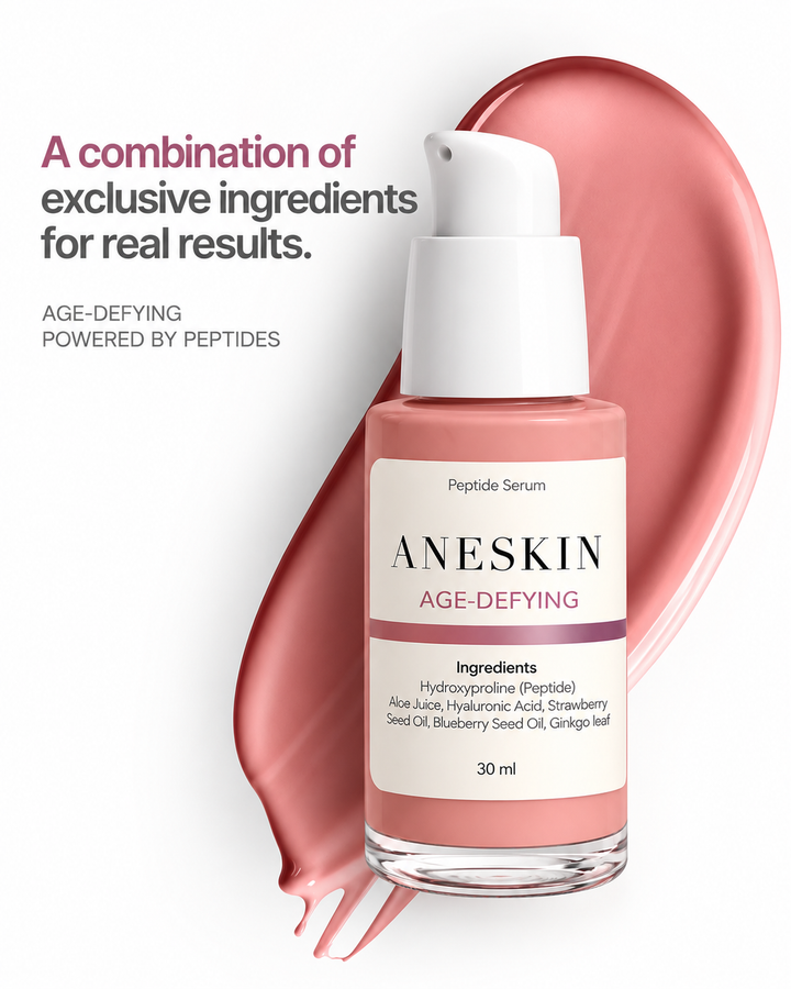 AGE-DEFYING Peptide Serum by Aneskin - packaging and product texture, view 2
