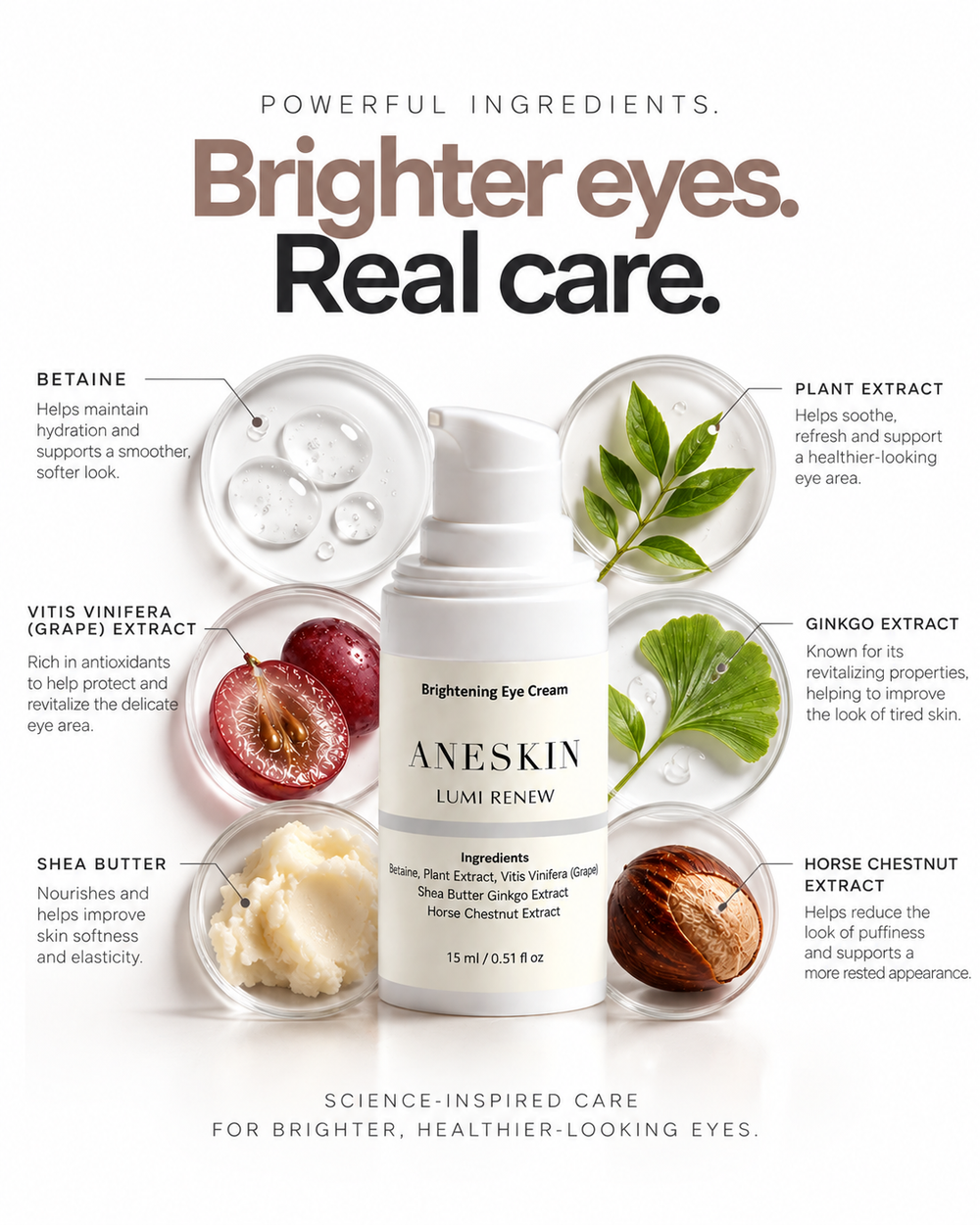 LUMI RENEW - Brightening Eye Cream by Aneskin - packaging and product detail, view 2