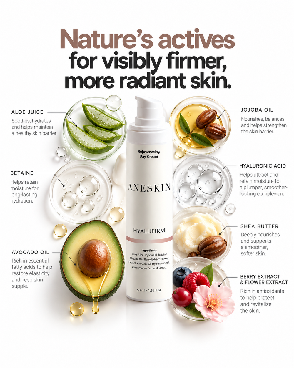 HYALUFIRM - Anti-Age Day Cream by Aneskin - packaging and product detail, view 2
