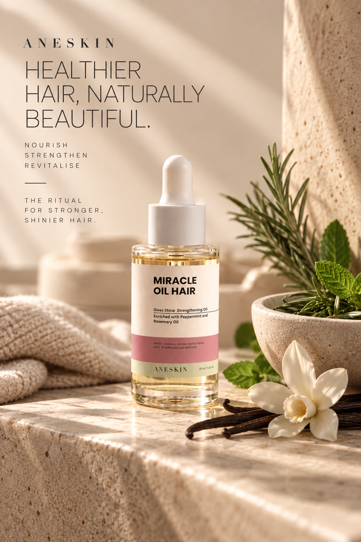 MIRACLE OIL HAIR - Rosemary & Peppermint Strengthening Oil by Aneskin - packaging and product detail, view 3