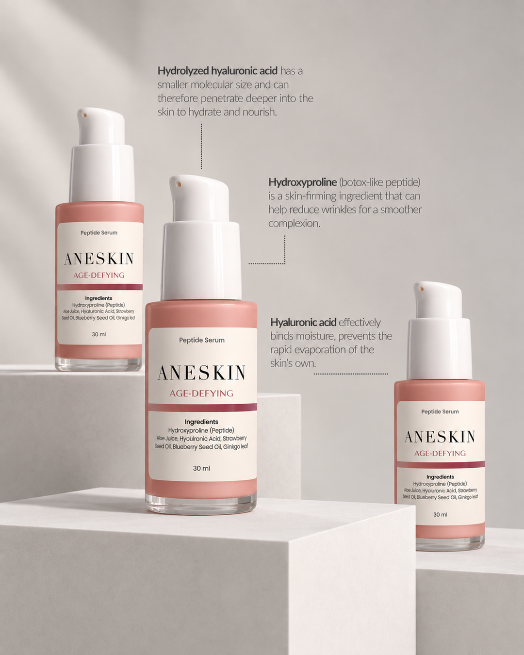 AGE-DEFYING Peptide Serum by Aneskin - packaging and product texture, view 3